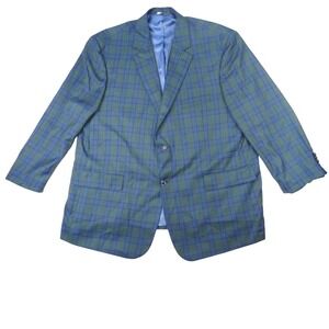 Oak Hill Mens 2XLT Plaid Blazer Jacket Sport Coat Blue Green Button Blazer